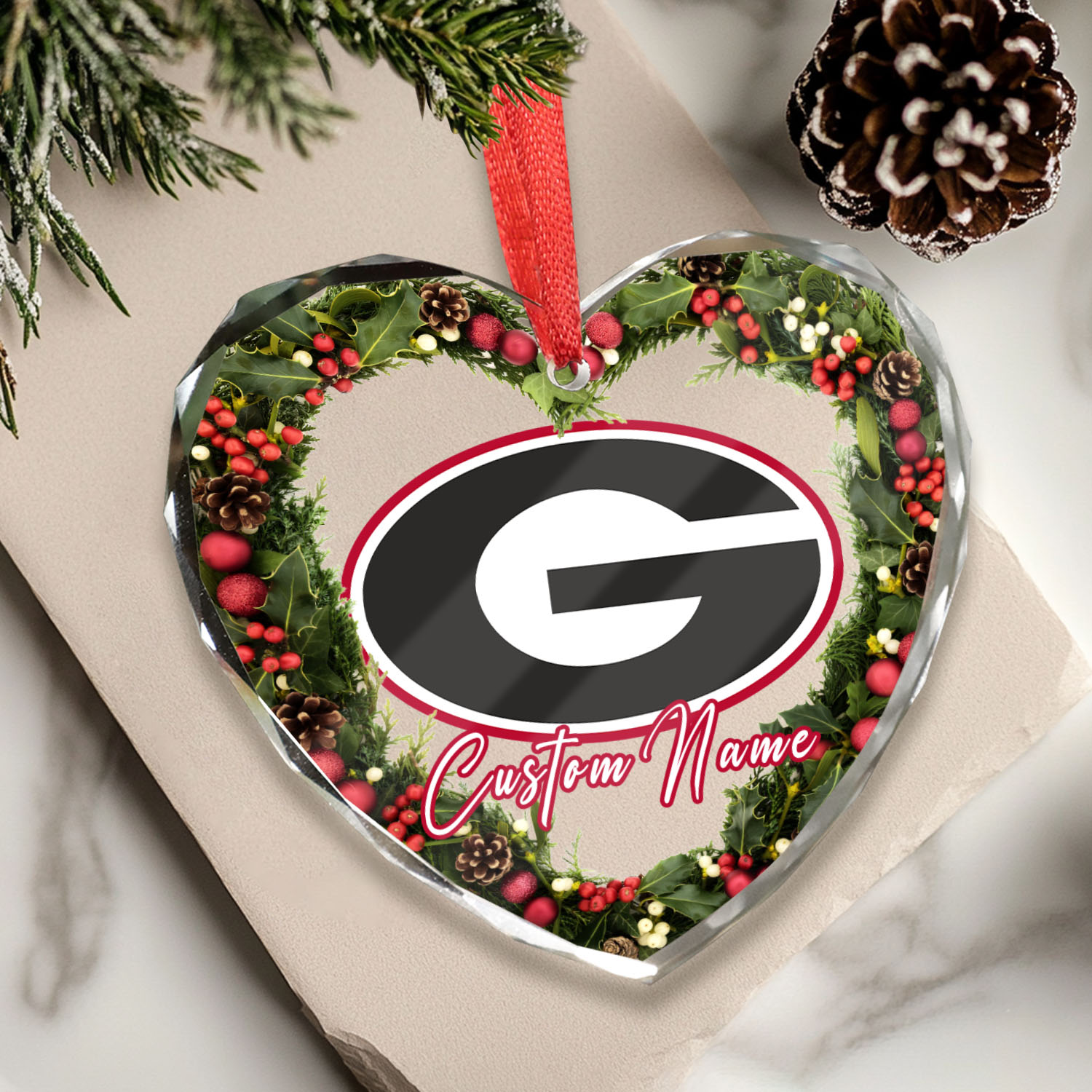 Sportswearmerch Georgia Bulldogs NCAA x Christmas Glass Ornament Gift For Fans