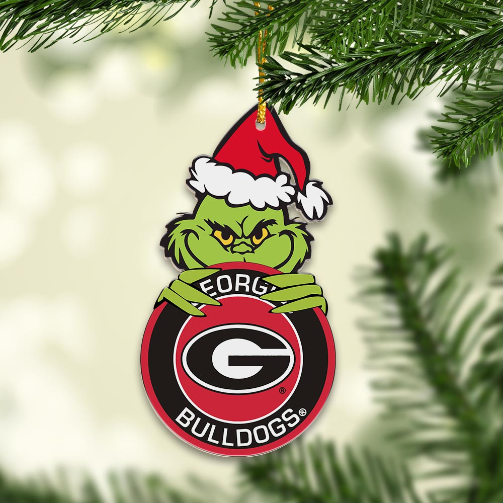 Sportswearmerch Georgia Bulldogs NCAA x Grinch Christmas Acrylic Ornament For Fans