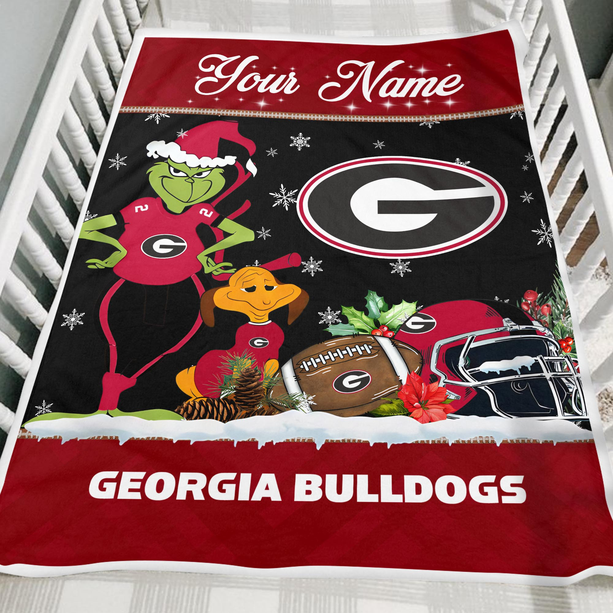 Sportswearmerch Georgia Bulldogs NCAA x Grinch Christmas Fleece Blanket For Fan