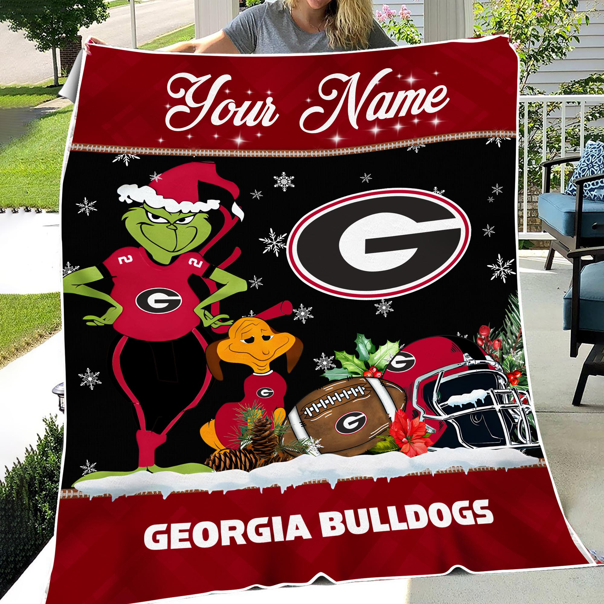 Sportswearmerch Georgia Bulldogs NCAA x Grinch Christmas Fleece Blanket For Fan