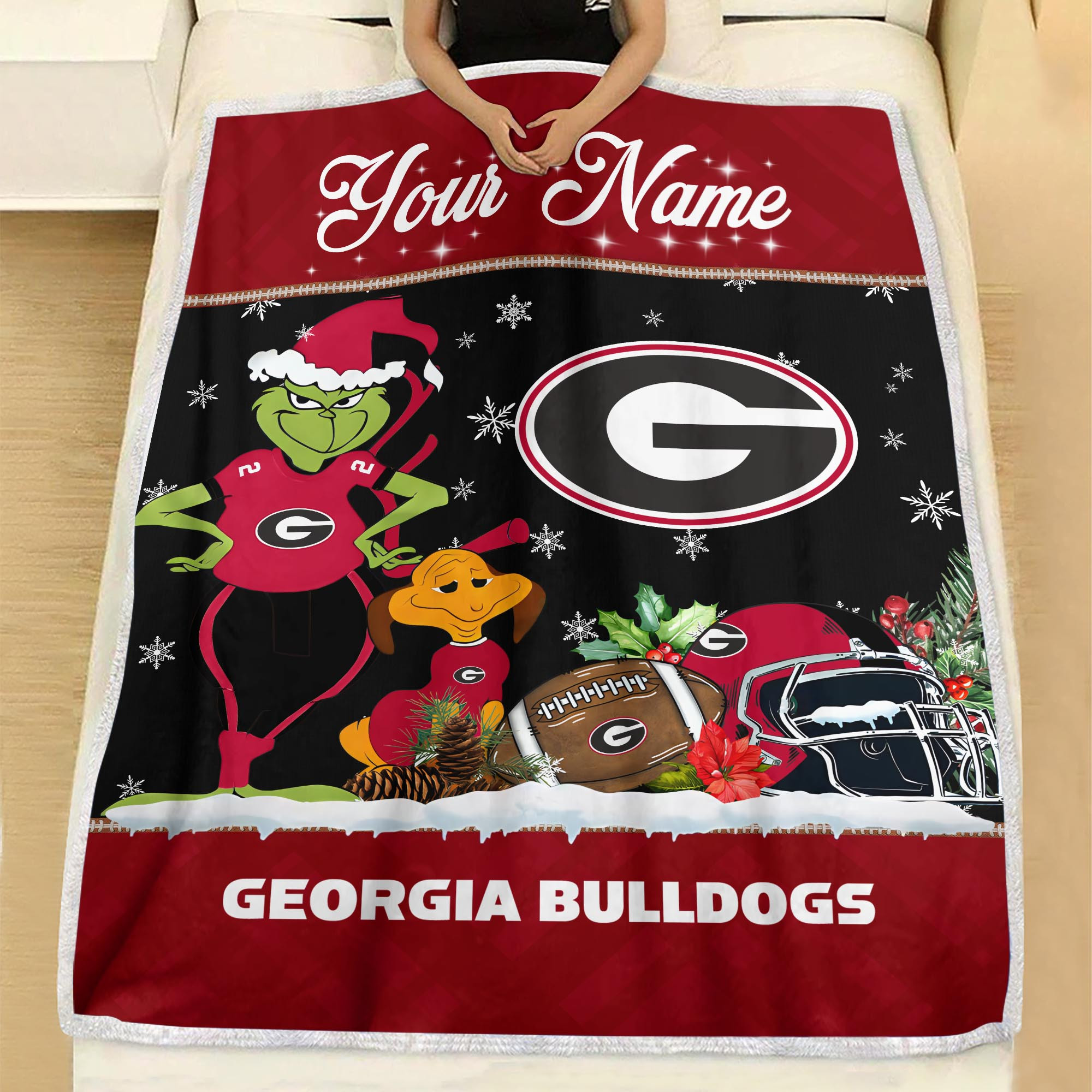 Sportswearmerch Georgia Bulldogs NCAA x Grinch Christmas Fleece Blanket For Fan