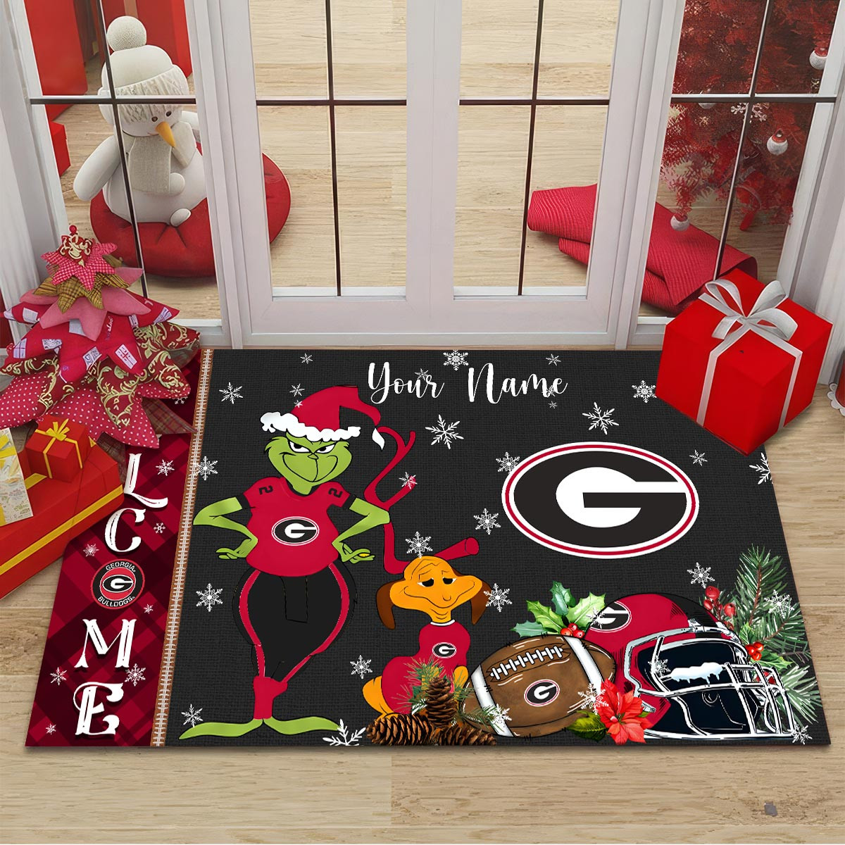 Sportswearmerch Georgia Bulldogs NCAA x Grinch Christmas Welcome Football Doormat For Fan