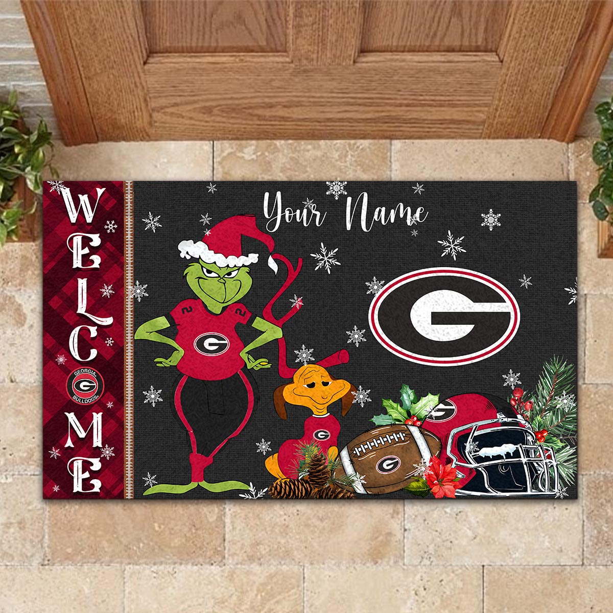 Sportswearmerch Georgia Bulldogs NCAA x Grinch Christmas Welcome Football Doormat For Fan