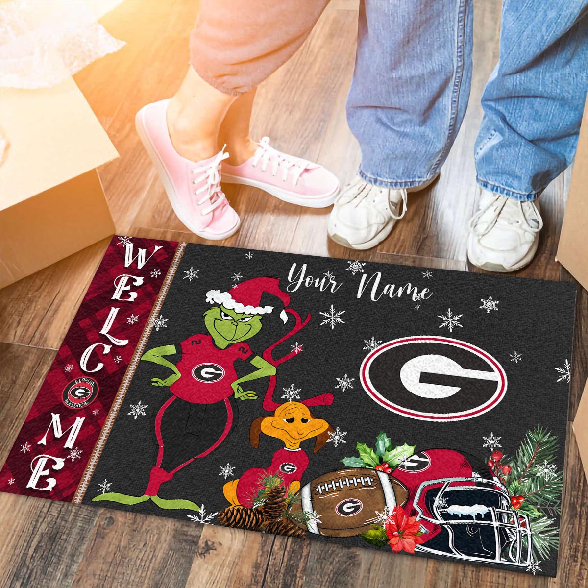 Sportswearmerch Georgia Bulldogs NCAA x Grinch Christmas Welcome Football Doormat For Fan