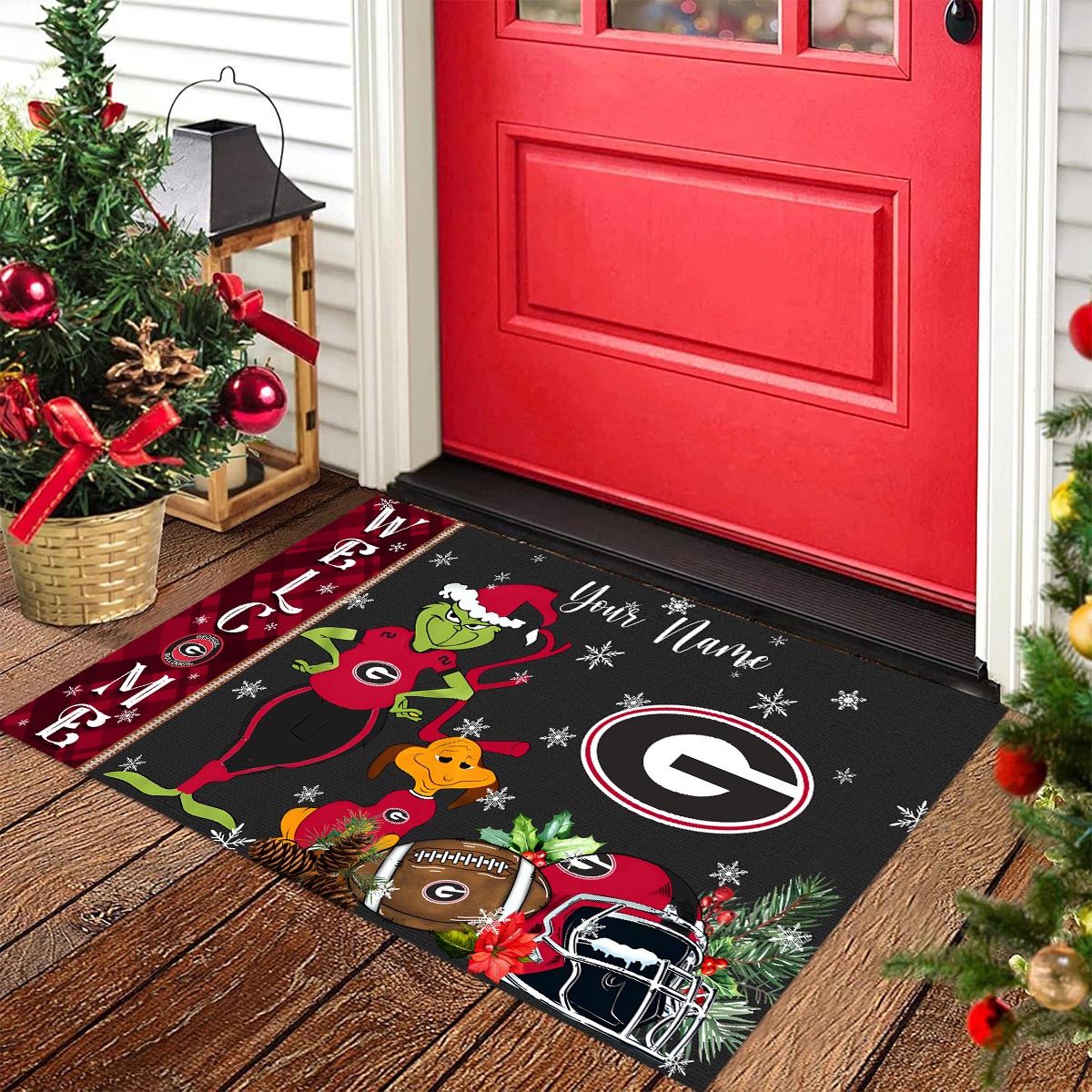 Sportswearmerch Georgia Bulldogs NCAA x Grinch Christmas Welcome Football Doormat For Fan