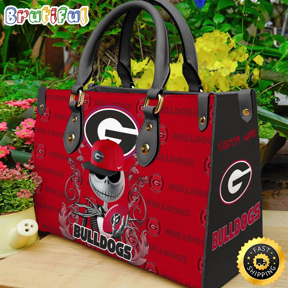 Sportswearmerch Georgia Bulldogs NCAA x Jack Skellington Women Leather Bag For Fan
