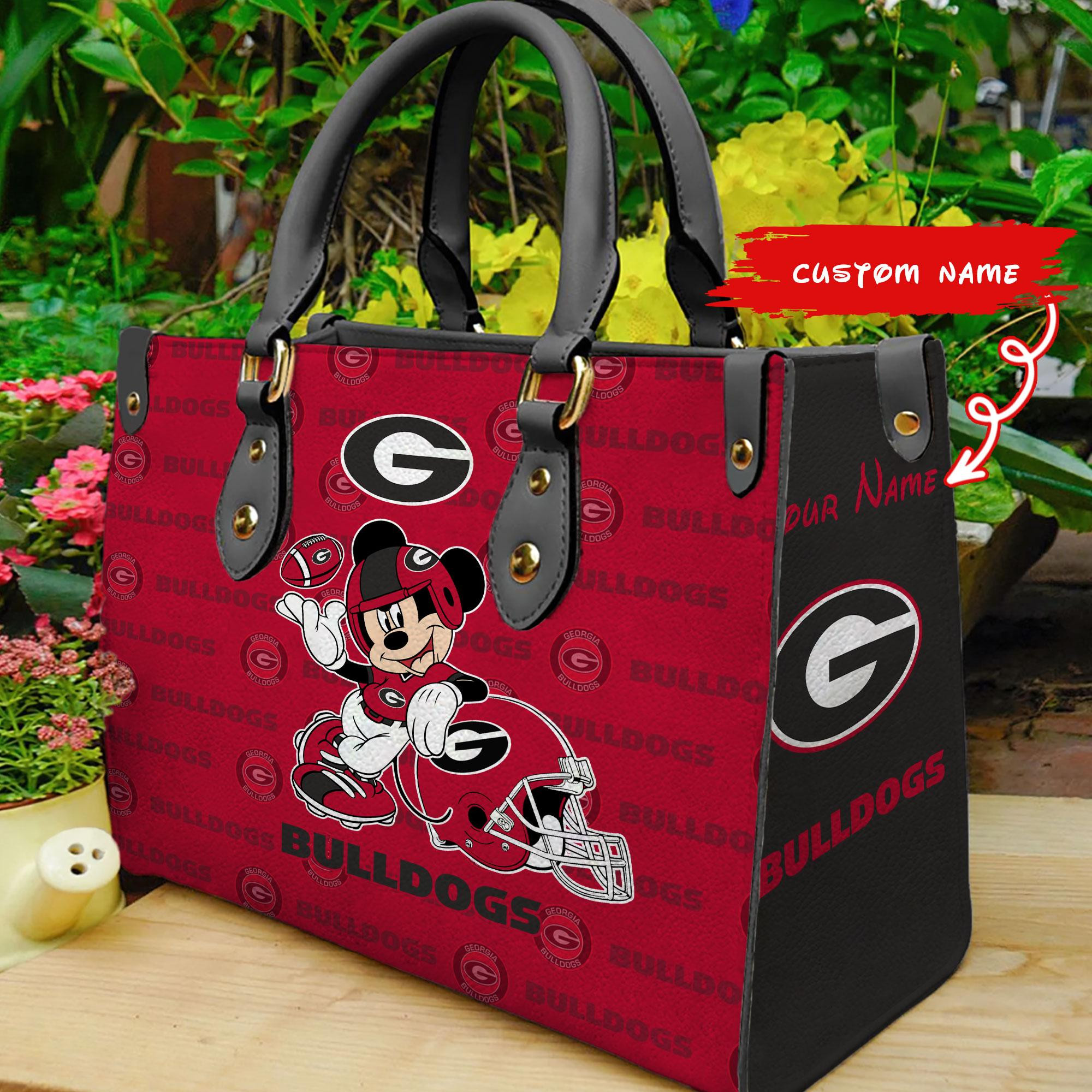 Sportswearmerch Georgia Bulldogs NCAA x Mickey Women Leather Handbag For Fan