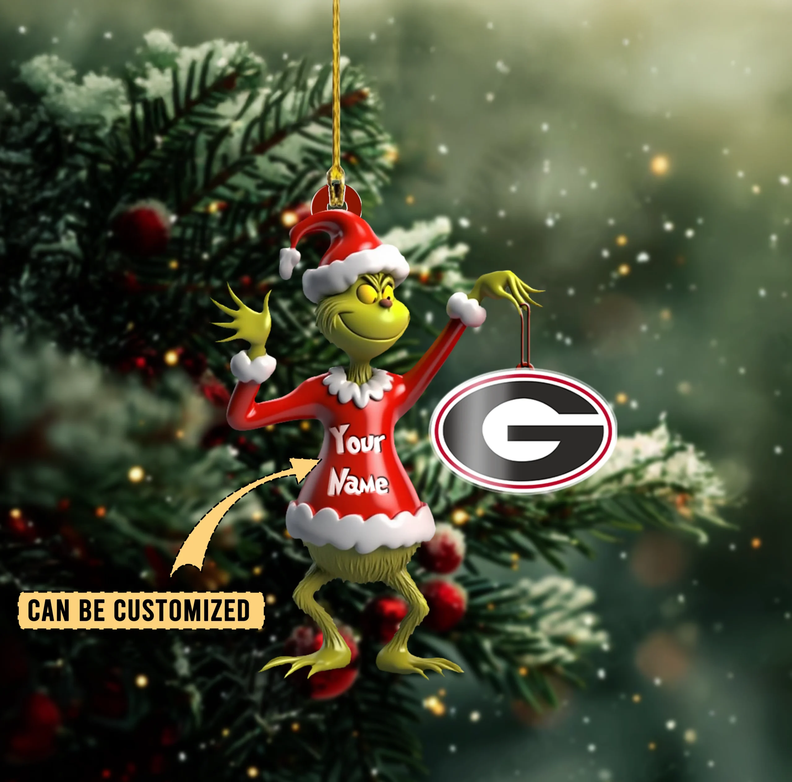 Sportswearmerch Georgia Bulldogs NCAA x The Grinch Acrylic Ornament Gift For Fans