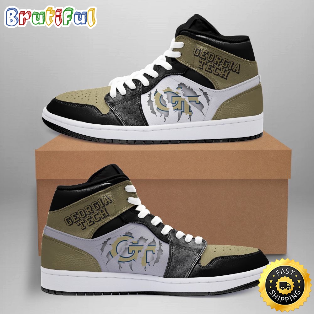 Sportswearmerch Georgia Tech Jackets NCAA AJ1 High Sneakers Shoes For Men And Women
