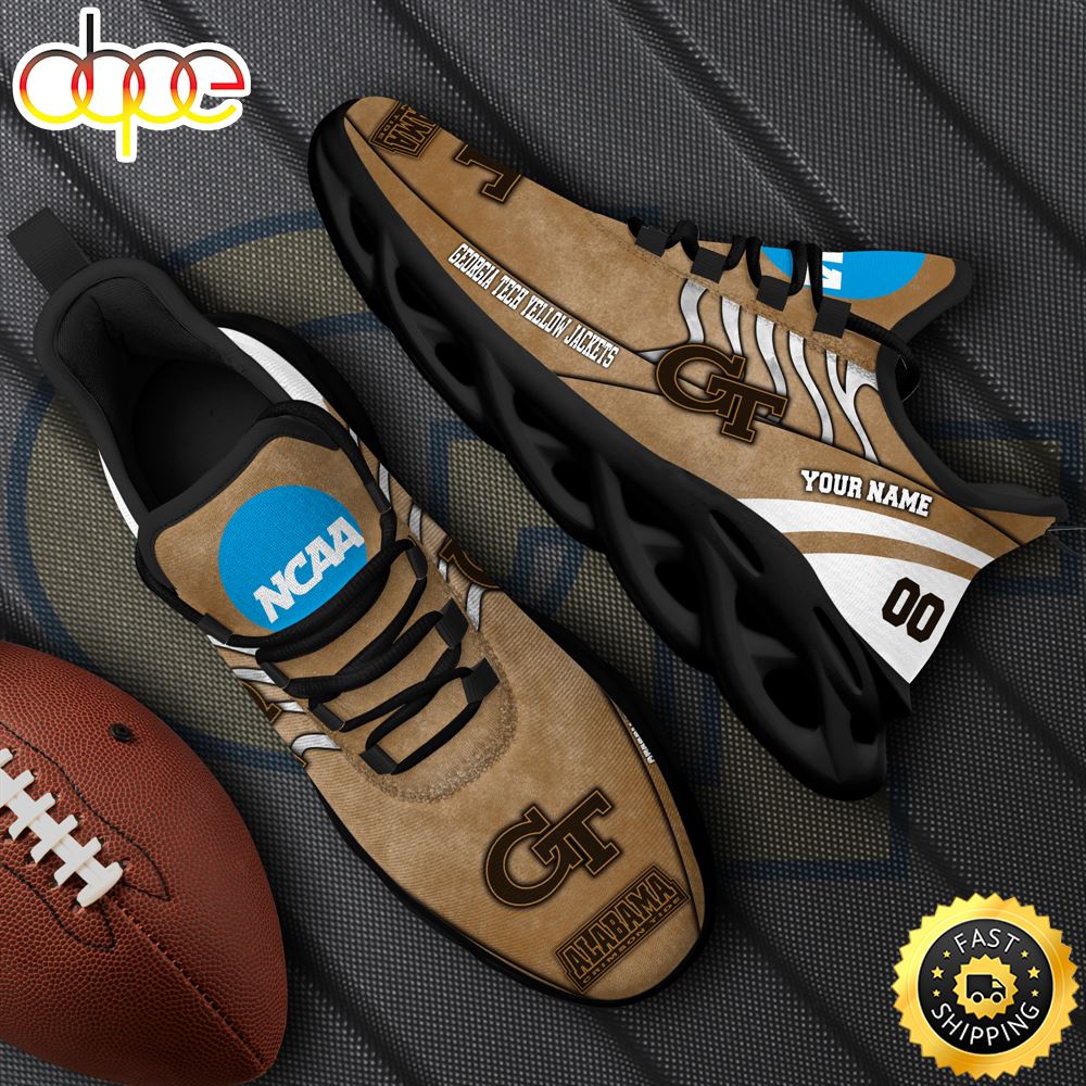 Sportswearmerch Georgia Tech Yellow Jackets NCAA Black Max Soul Shoes Sneakers For Men And Women