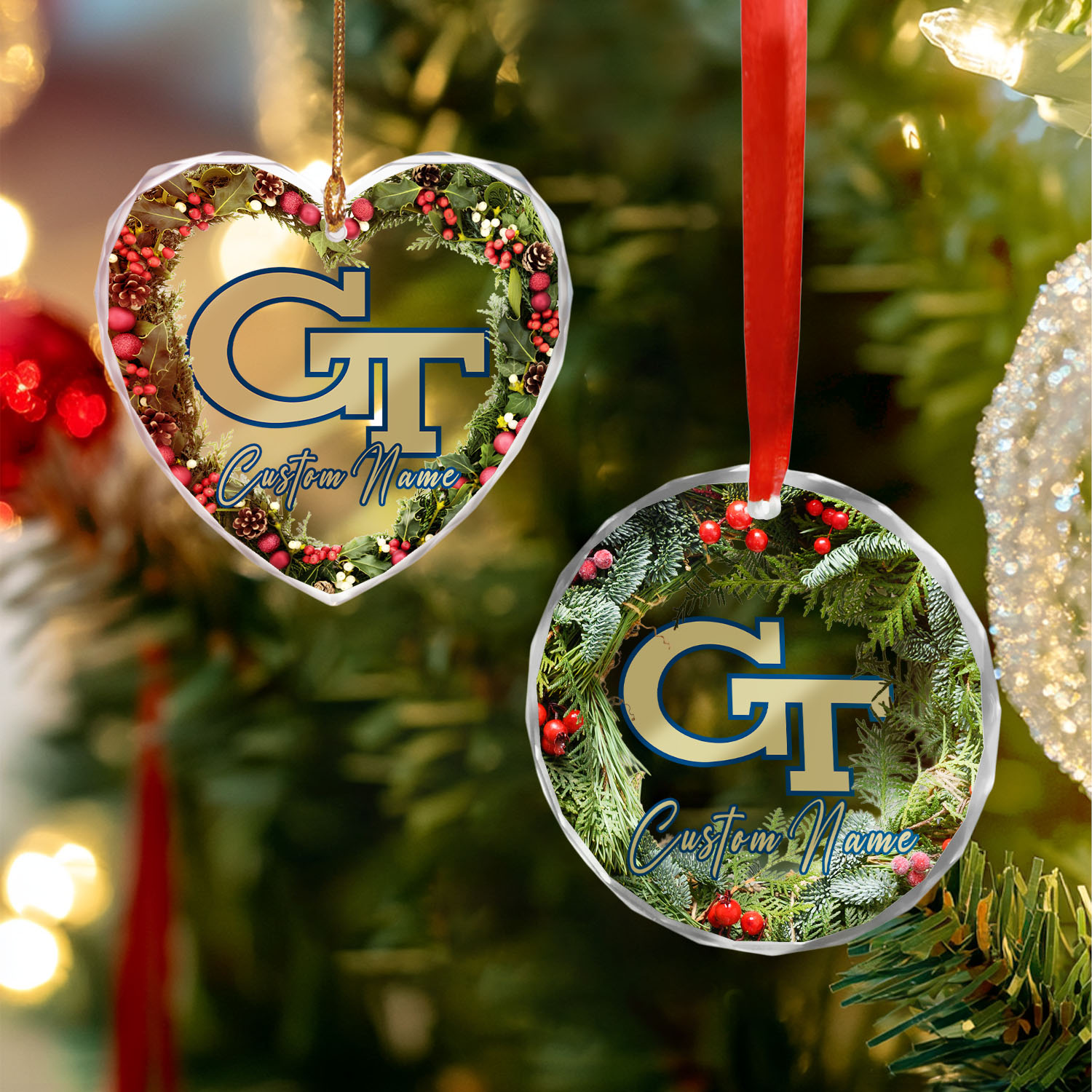 Sportswearmerch Georgia Tech Yellow Jackets NCAA x Christmas Glass Ornament Gift For Fans