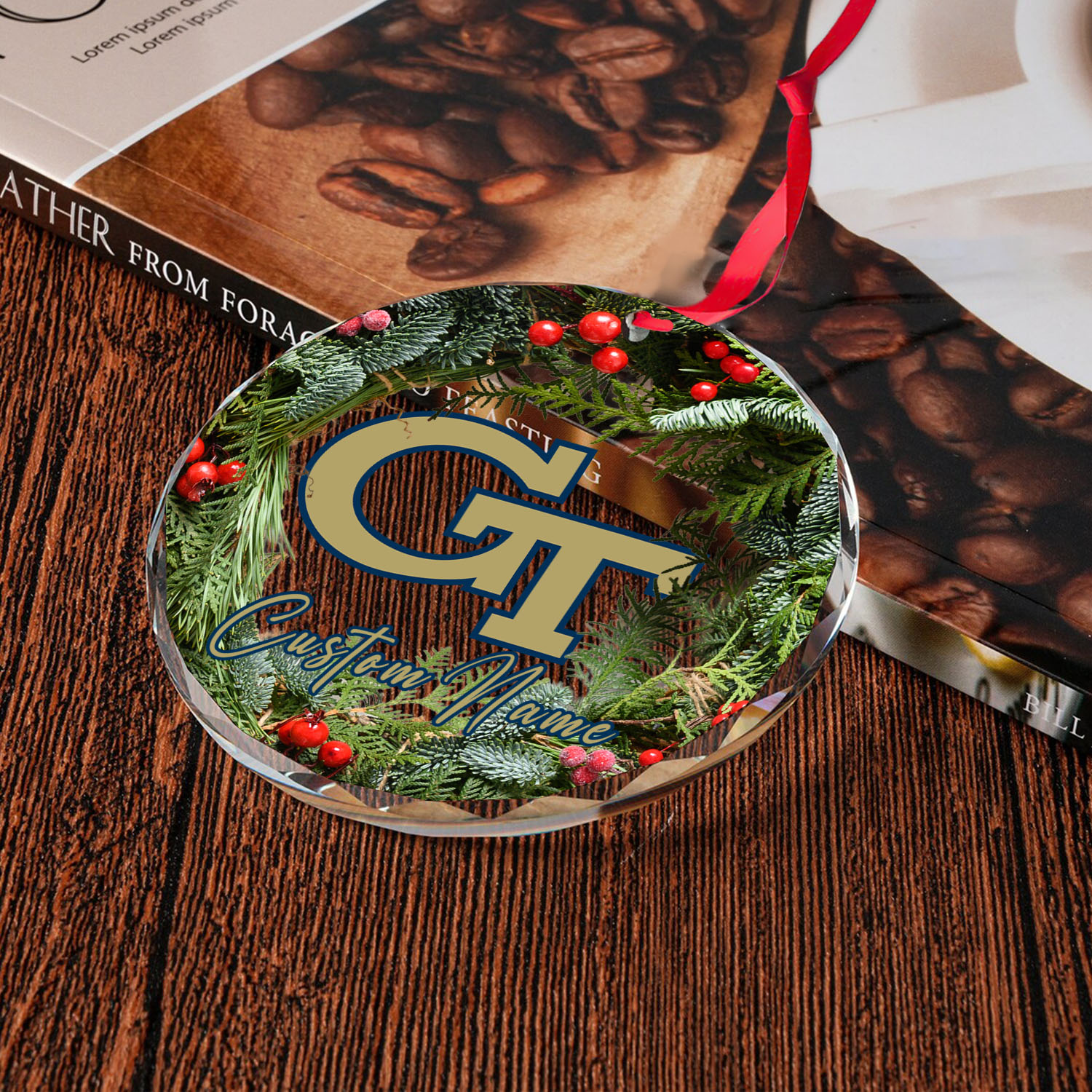 Sportswearmerch Georgia Tech Yellow Jackets NCAA x Christmas Glass Ornament Gift For Fans