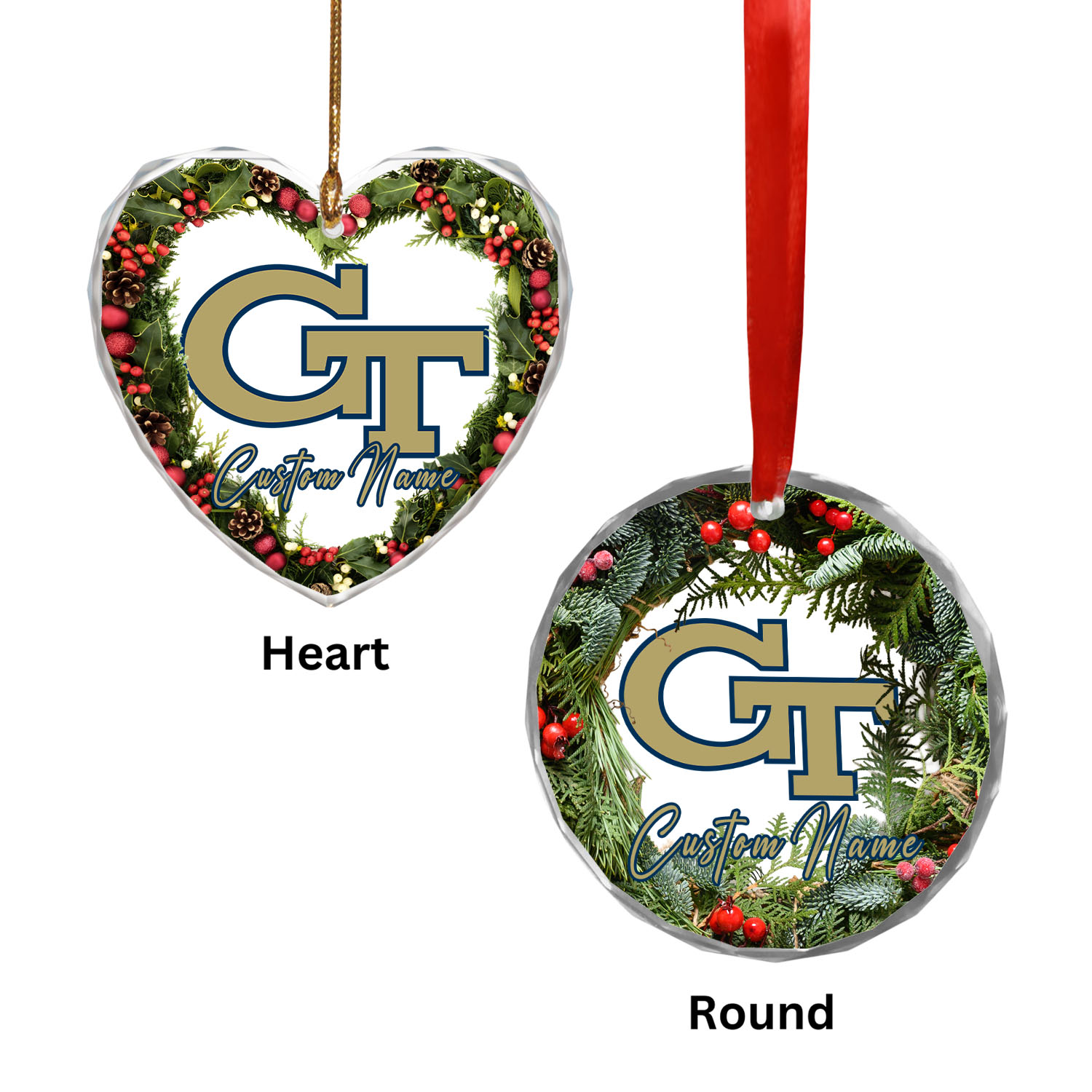Sportswearmerch Georgia Tech Yellow Jackets NCAA x Christmas Glass Ornament Gift For Fans