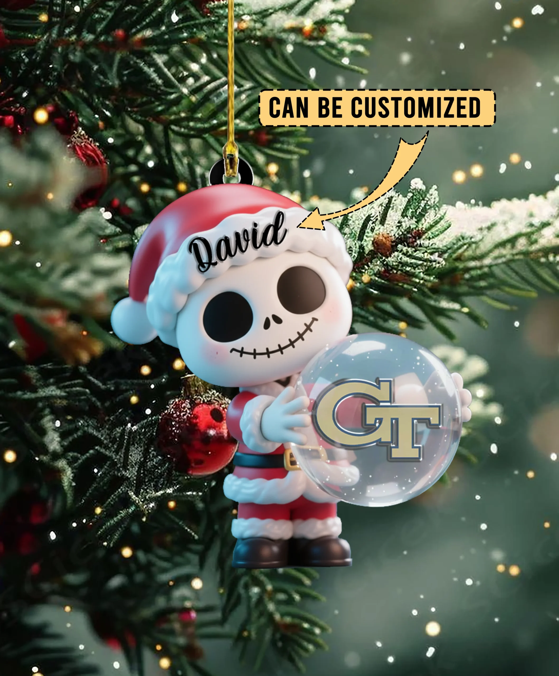 Sportswearmerch Georgia Tech Yellow Jackets NCAA x The Nightmare Before Christmas Acrylic Ornament Gift For Fans