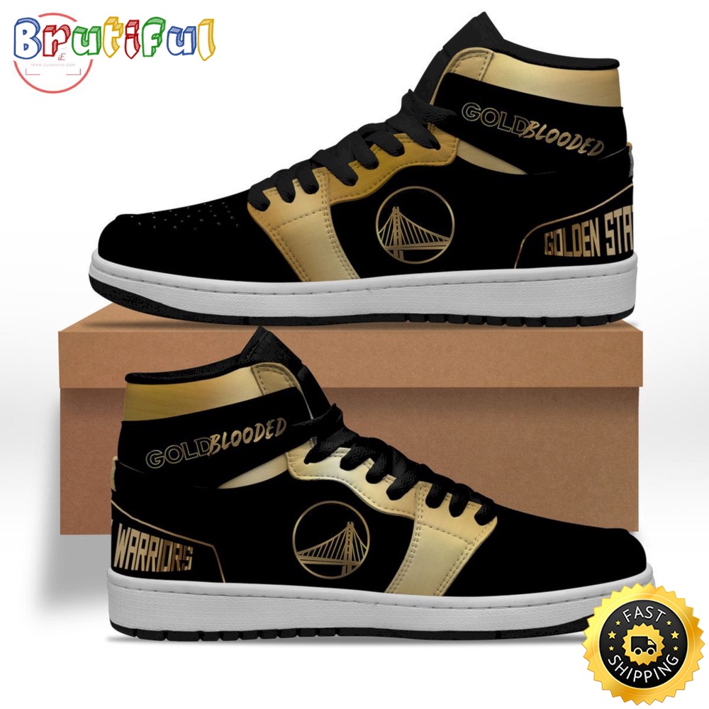 Sportswearmerch Golden State Warriors NBA Blooded AJ1 High Sneakers Shoes For Men And Women
