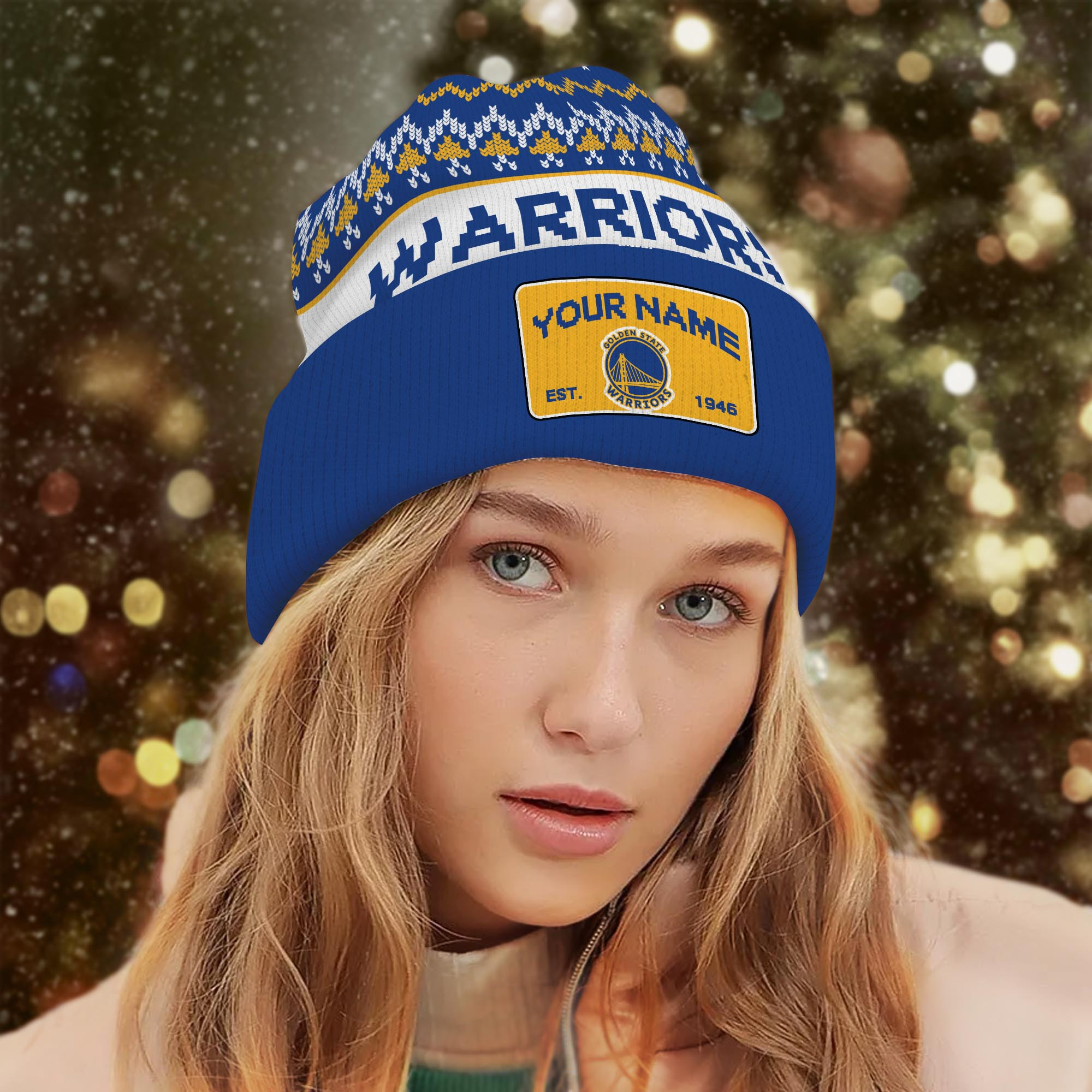 Sportswearmerch Golden State Warriors NBA Christmas Beanie Hat For Fan