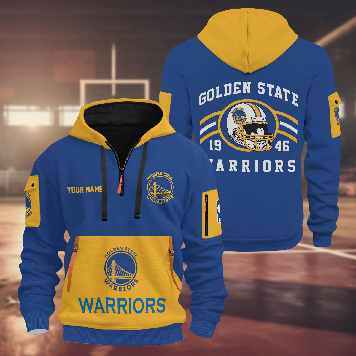 Sportswearmerch Golden State Warriors NBA Half Zip Hoodie Personalized For Fan