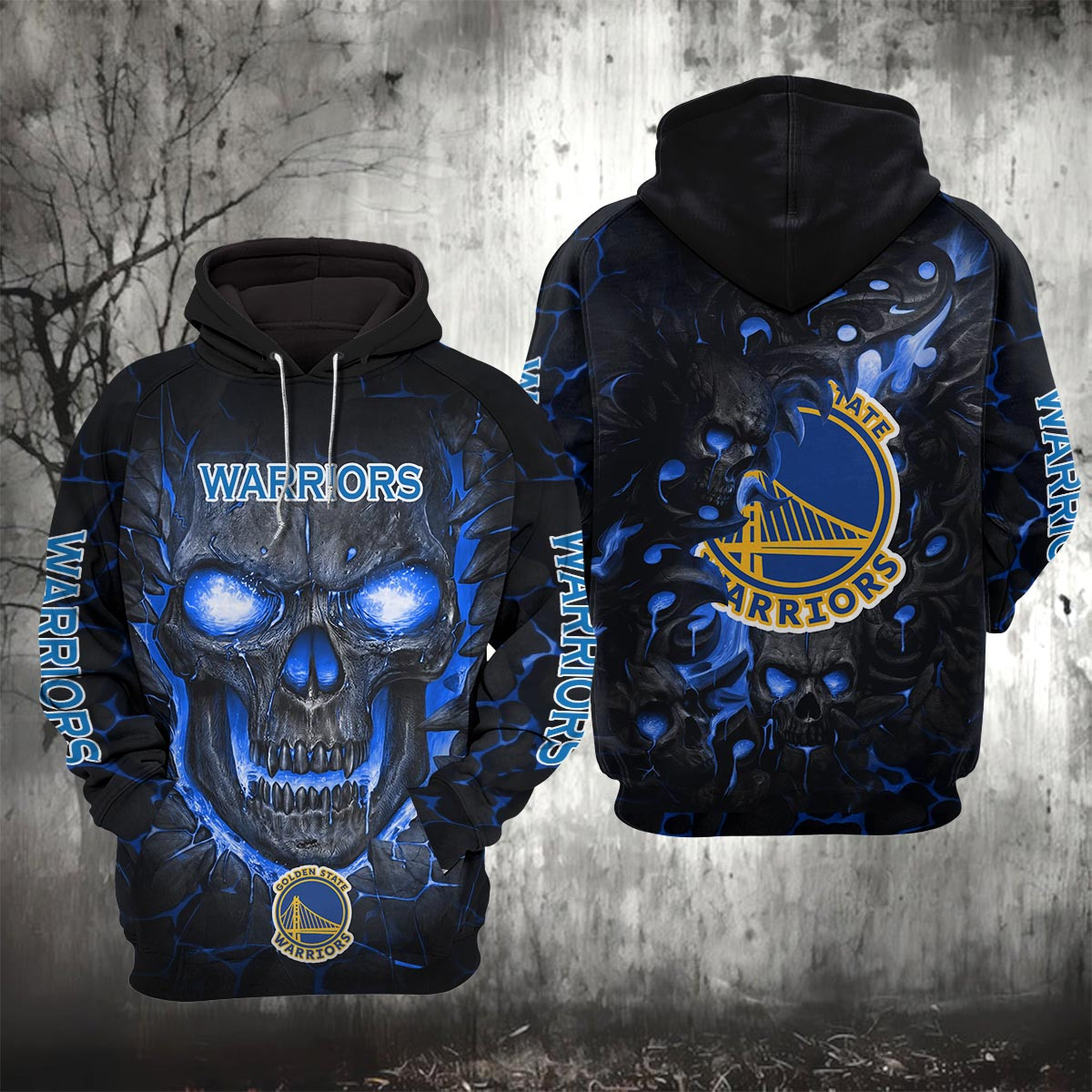 Sportswearmerch Golden State Warriors NBA Lava Skull Hoodie For Fan