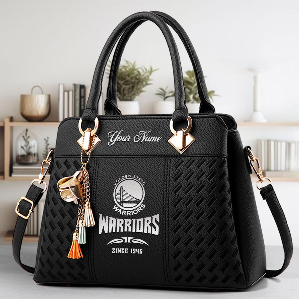 Sportswearmerch Golden State Warriors NBA Zip Leather Handbag For Fan