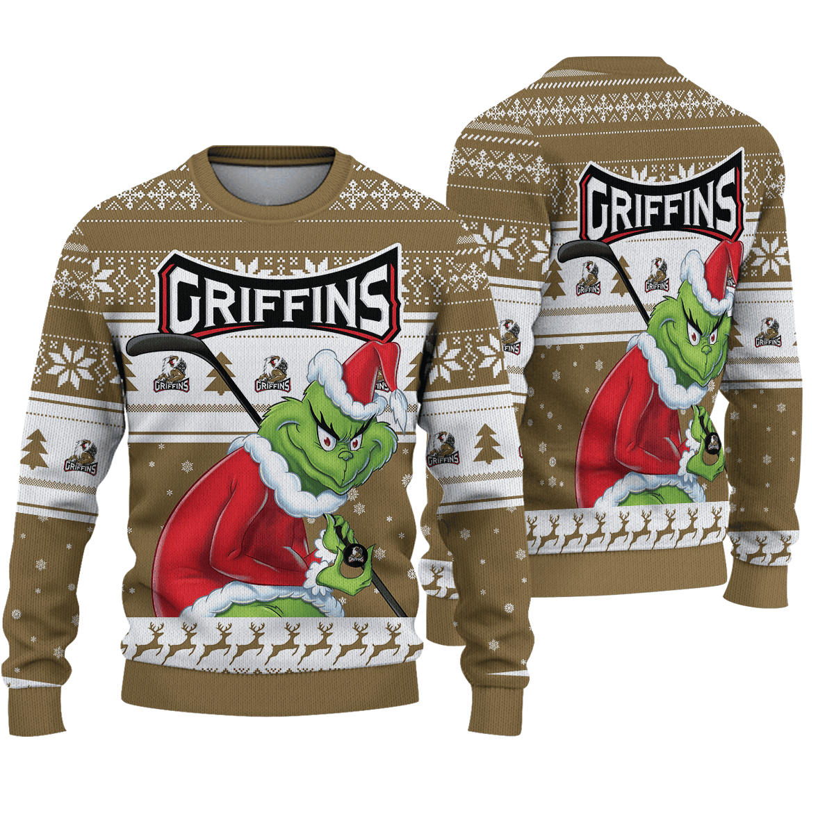 Sportswearmerch Grand Rapids Griffins AHL x Grinch Christmas Ugly Sweater For Fans