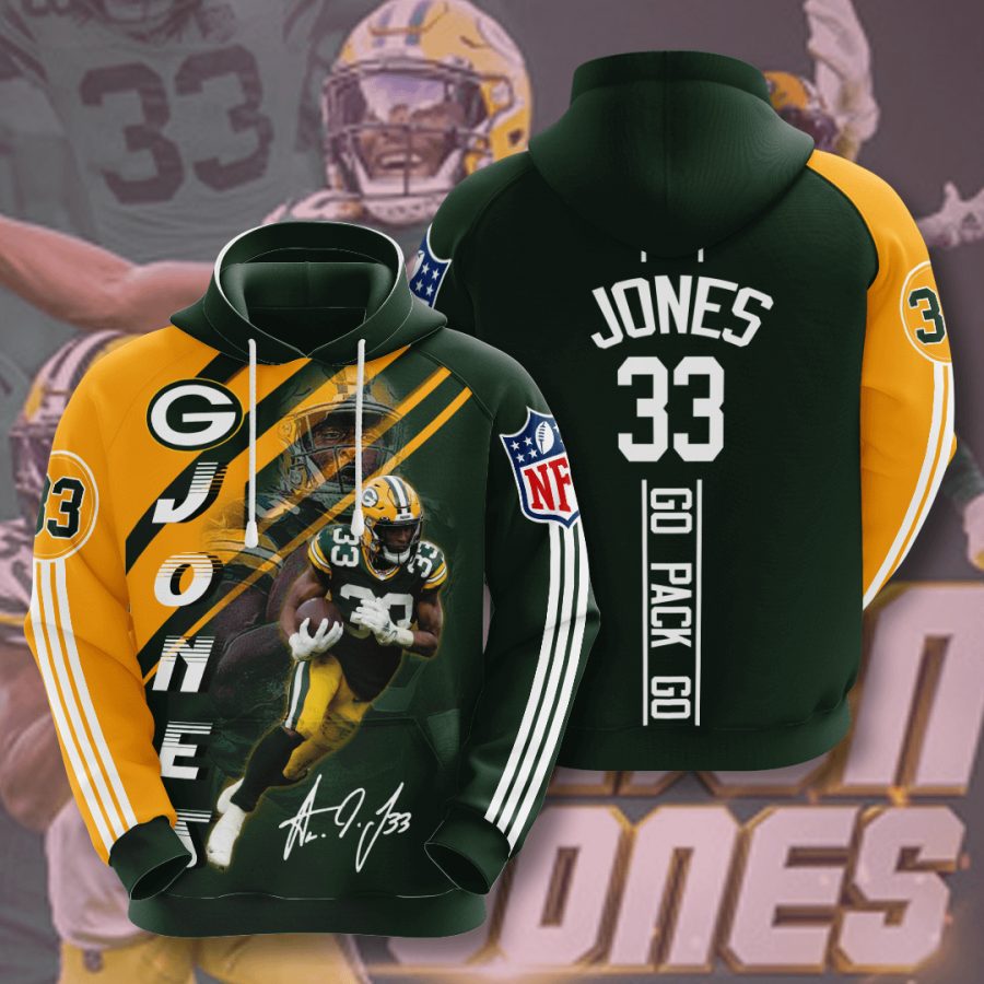 Sportswearmerch Green Bay Packers NFL Aaron Jones Dark Gold Personalized Hoodie For Fan