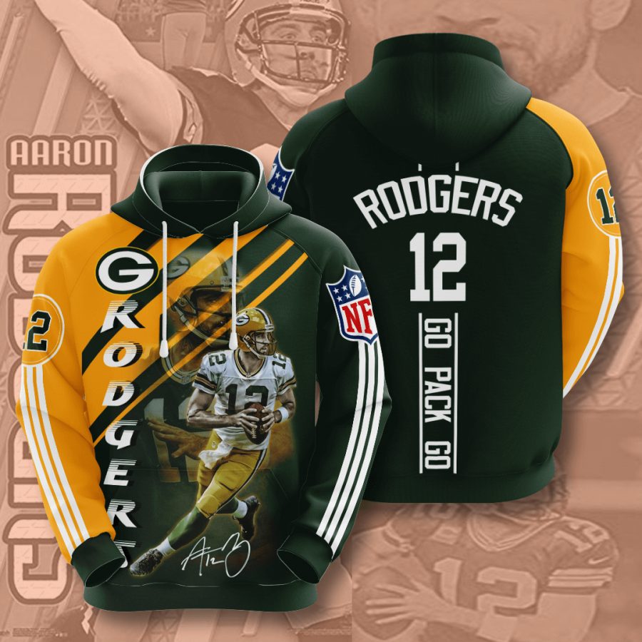 Sportswearmerch Green Bay Packers NFL Aaron Rodgers Dark Gold Personalized Hoodie For Fan