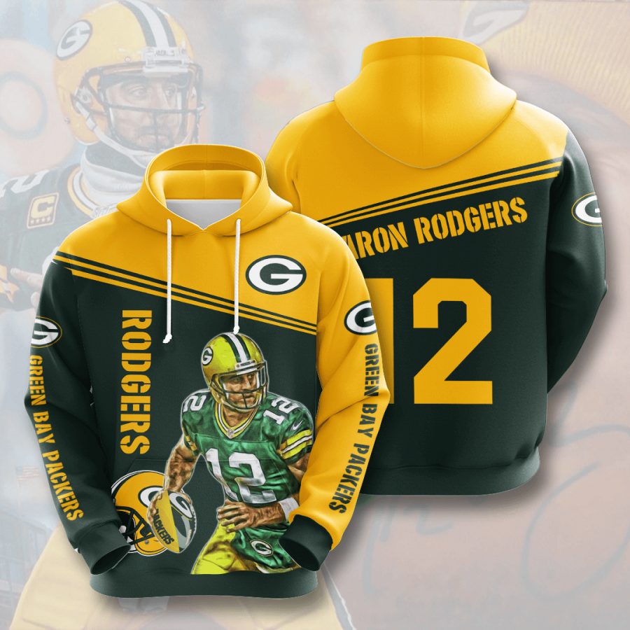Sportswearmerch Green Bay Packers NFL Aaron Rodgers Dark Gold Personalized Hoodie For Fan