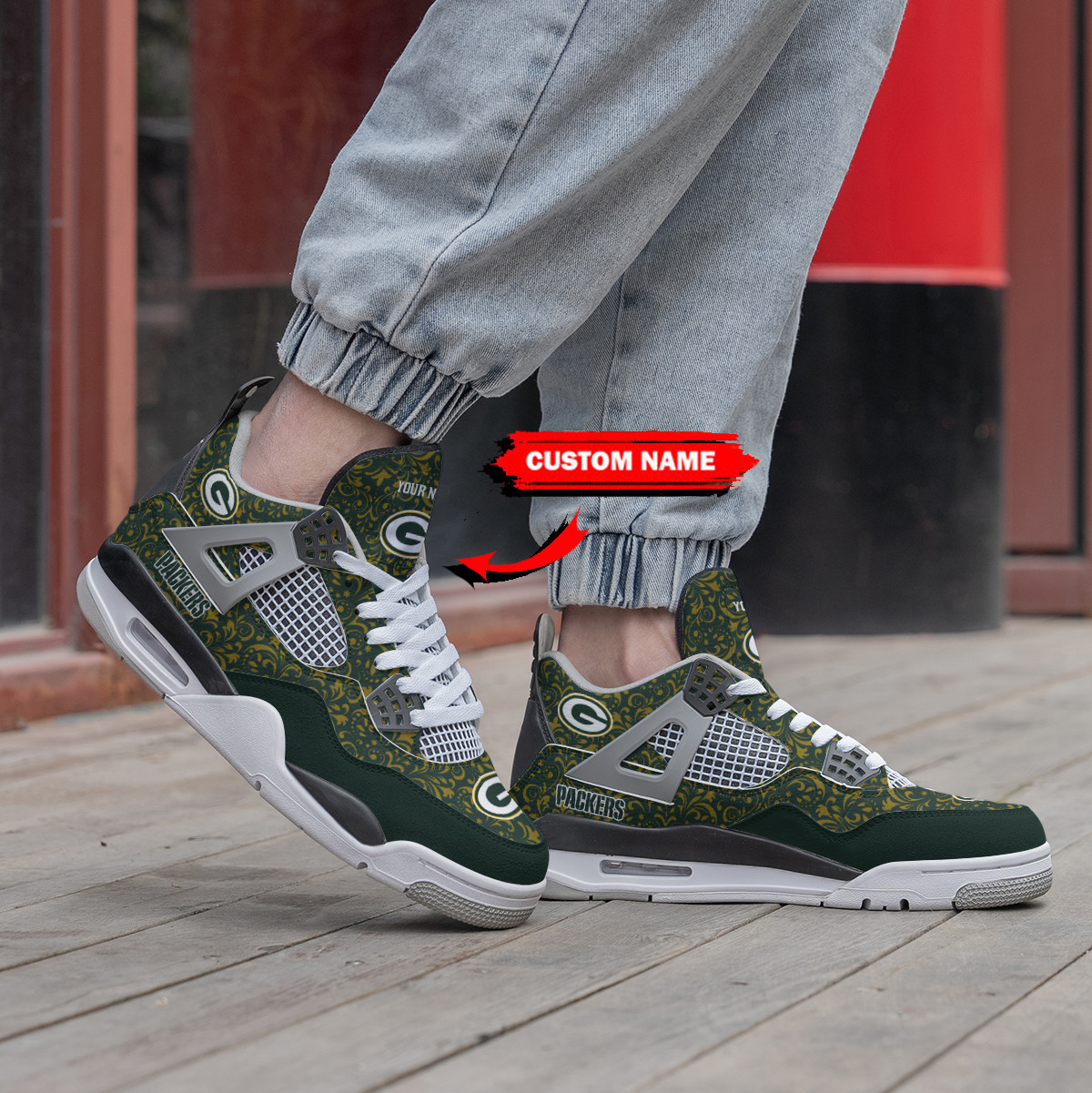 Sportswearmerch Green Bay Packers NFL Air Jordan 4 Sneaker AJ4 Sneakers Shoes For Men And Women