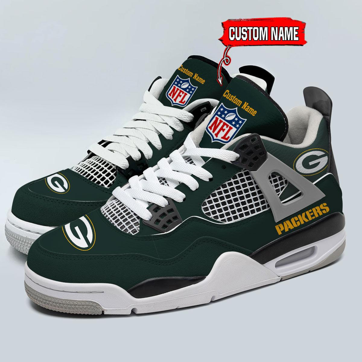 Sportswearmerch Green Bay Packers NFL Air Jordan 4 Sneaker AJ4 Sneakers Shoes For Men And Women