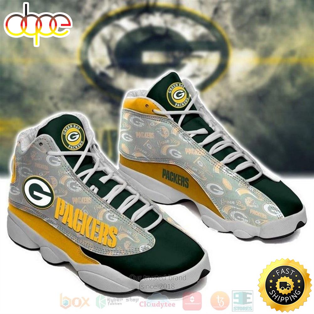 Sportswearmerch Green Bay Packers NFL AJ13 Sneakers Shoes For Men And Women