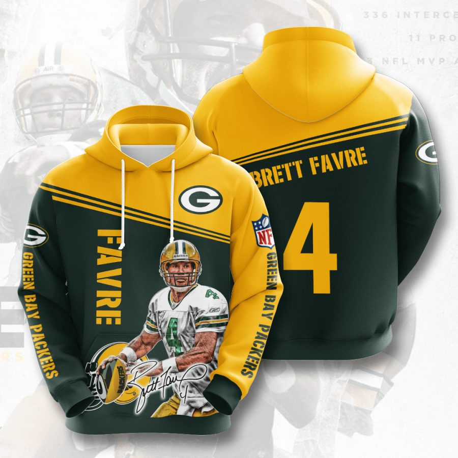 Sportswearmerch Green Bay Packers NFL Brett Favre Dark Gold Personalized Hoodie For Fan