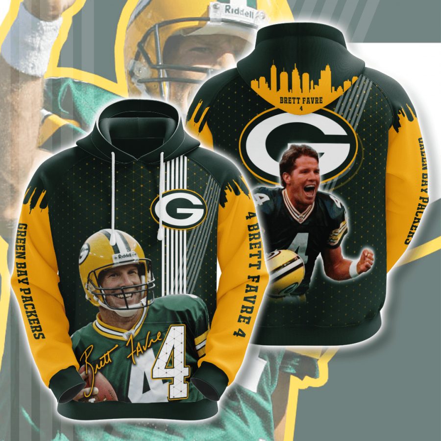 Sportswearmerch Green Bay Packers NFL Brett Favre Dark Gold Personalized Hoodie For Fan