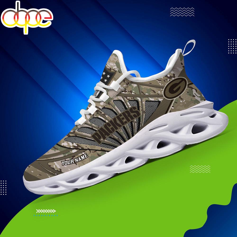 Sportswearmerch Green Bay Packers NFL Camo Veteran Day Max Soul Shoes Sneakers For Men And Women