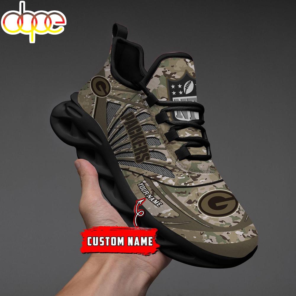 Sportswearmerch Green Bay Packers NFL Camo Veteran Day Max Soul Shoes Sneakers For Men And Women