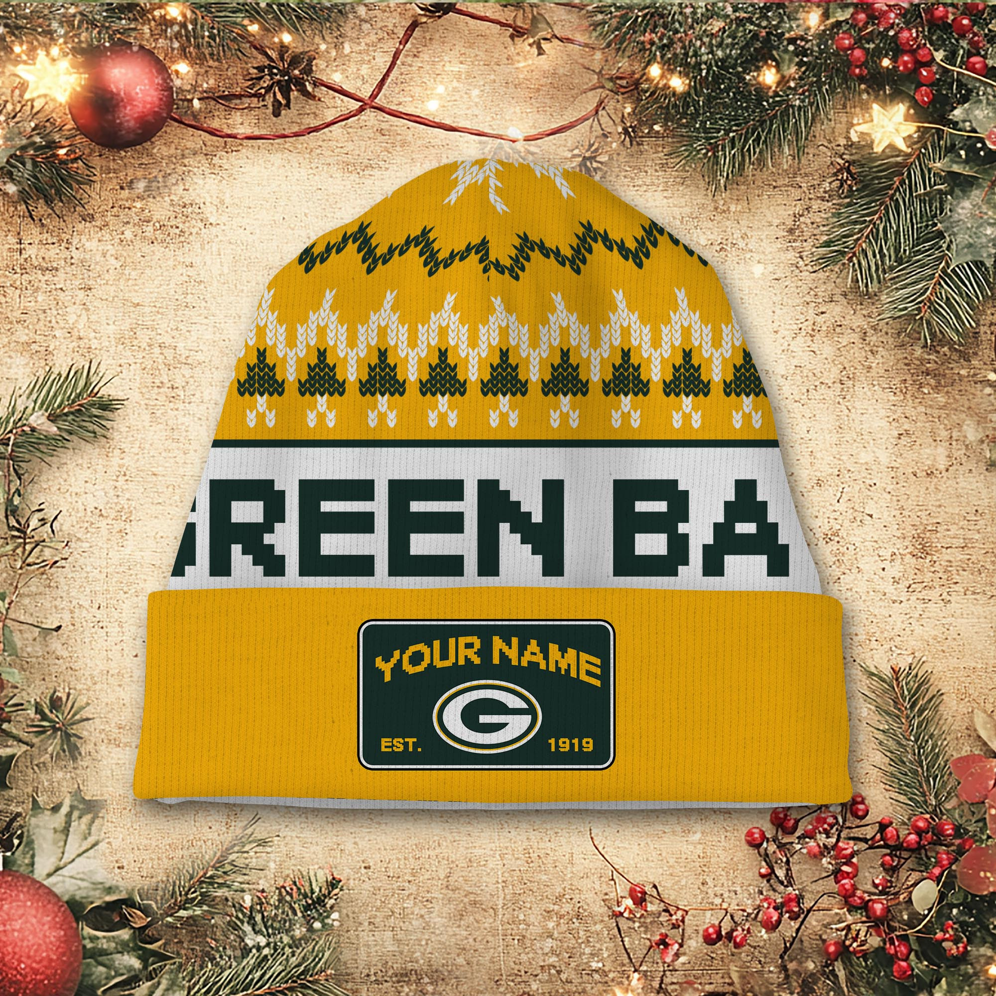 Sportswearmerch Green Bay Packers NFL Christmas Beanie Hat For Fan
