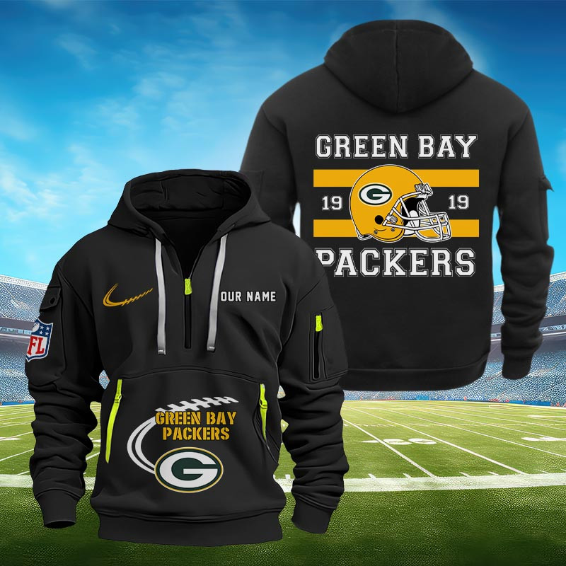 Sportswearmerch Green Bay Packers NFL Half Zip Hoodie Personalized For Fan