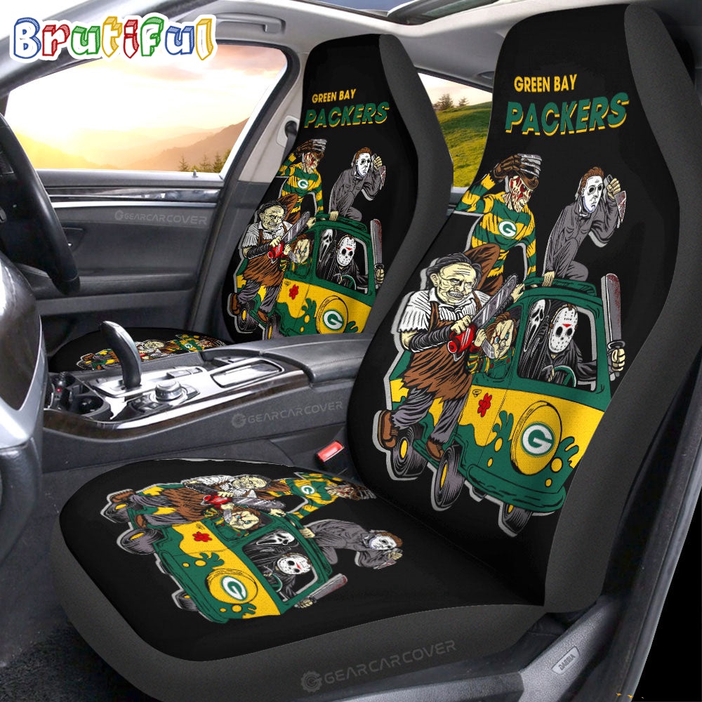 Sportswearmerch Green Bay Packers NFL Horror Characters Essential Halloween Car Seat Covers For Fan