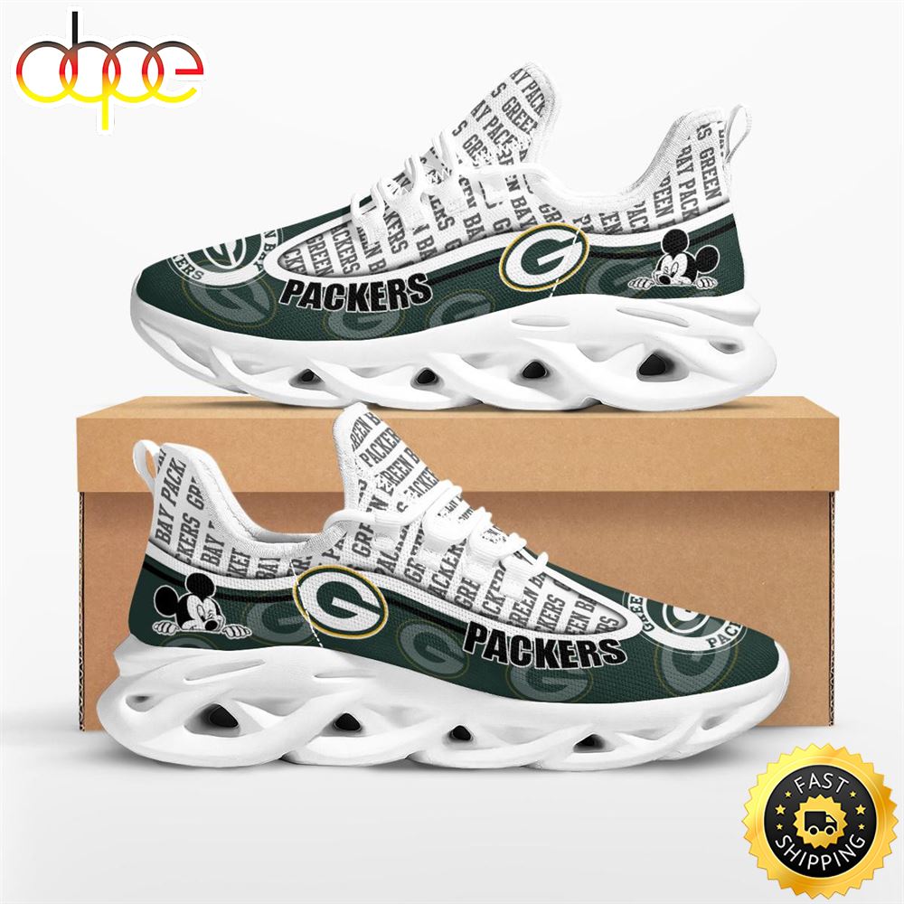 Sportswearmerch Green Bay Packers NFL Mickey Mouse Max Soul Shoes Sneakers For Men And Women