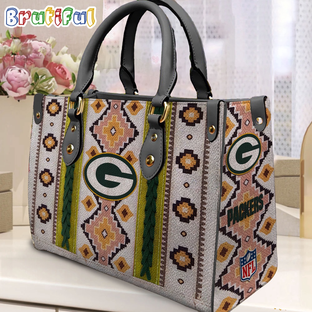 Sportswearmerch Green Bay Packers NFL Native American Pattern Leather Bag For Fan