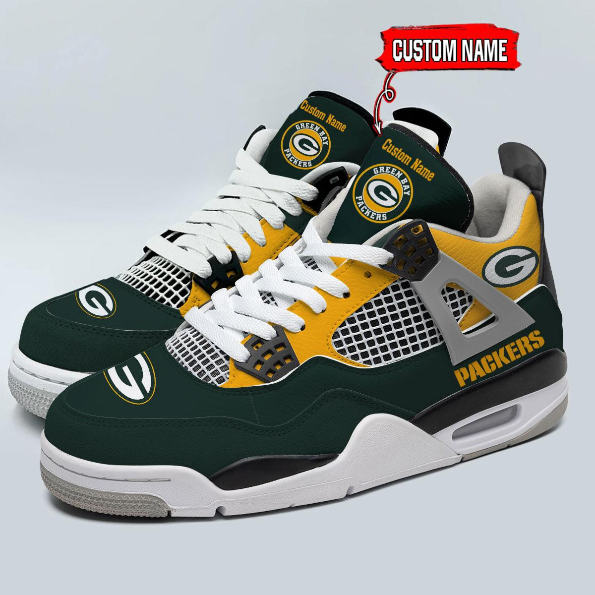 Sportswearmerch Green Bay Packers NFL Personalized AJ4 Sneakers Shoes For Men And Women