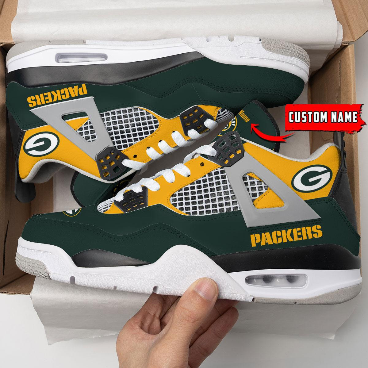 Sportswearmerch Green Bay Packers NFL Personalized Air Jordan 4 SnAJ4 Sneakers Shoes For Men And Women