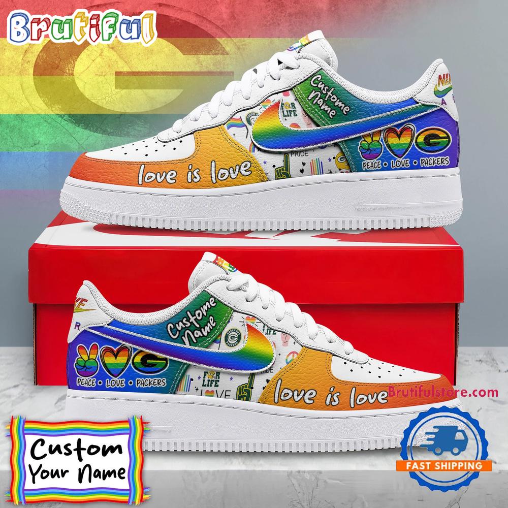 Sportswearmerch Green Bay Packers NFL Pride Peace Love Packers Custom Air Low-Top Shoes For Men And Women