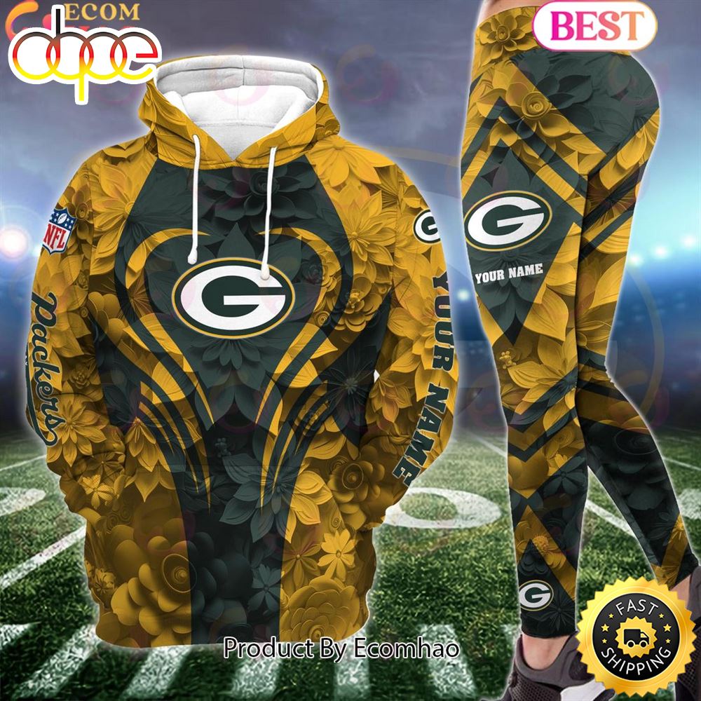 Sportswearmerch Green Bay Packers NFL Special Flowers Design Hoodie And Leggings For Fan