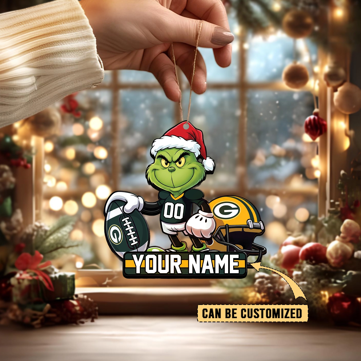 Sportswearmerch Green Bay Packers NFL The Grinch x Christmas Acrylic Ornament Gift For Fan