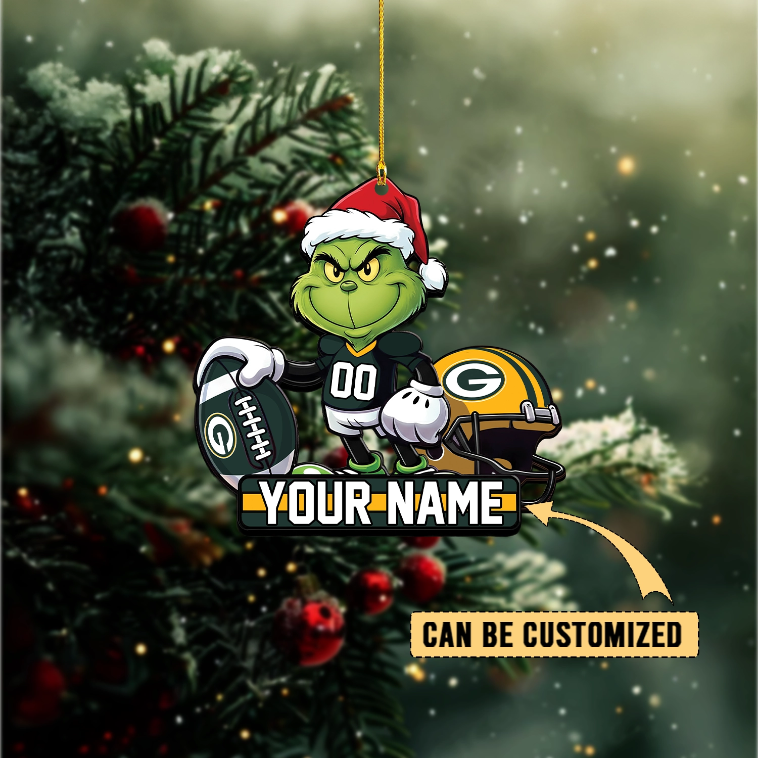 Sportswearmerch Green Bay Packers NFL The Grinch x Christmas Acrylic Ornament Gift For Fan