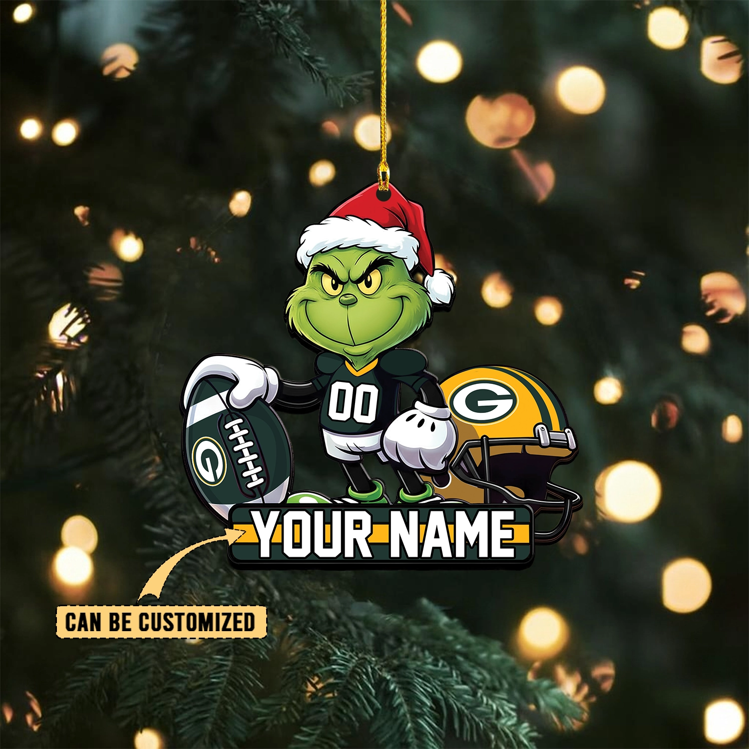 Sportswearmerch Green Bay Packers NFL The Grinch x Christmas Acrylic Ornament Gift For Fan
