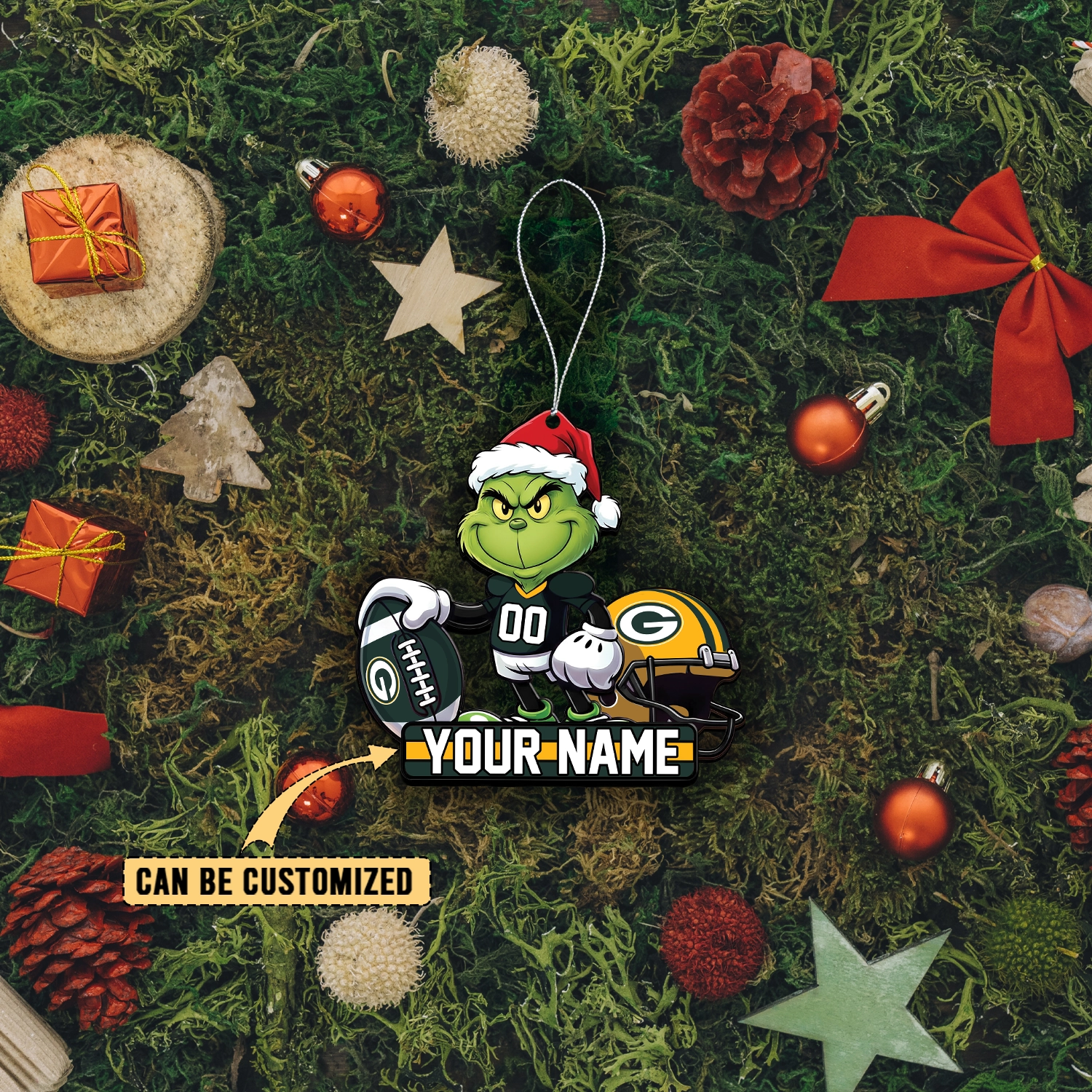 Sportswearmerch Green Bay Packers NFL The Grinch x Christmas Acrylic Ornament Gift For Fan