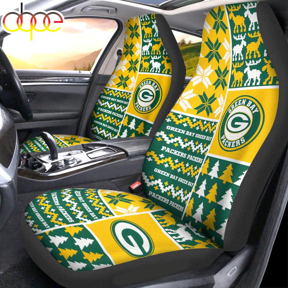 Sportswearmerch Green Bay Packers NFL Ugly Christmas Car Seat Covers For Fan