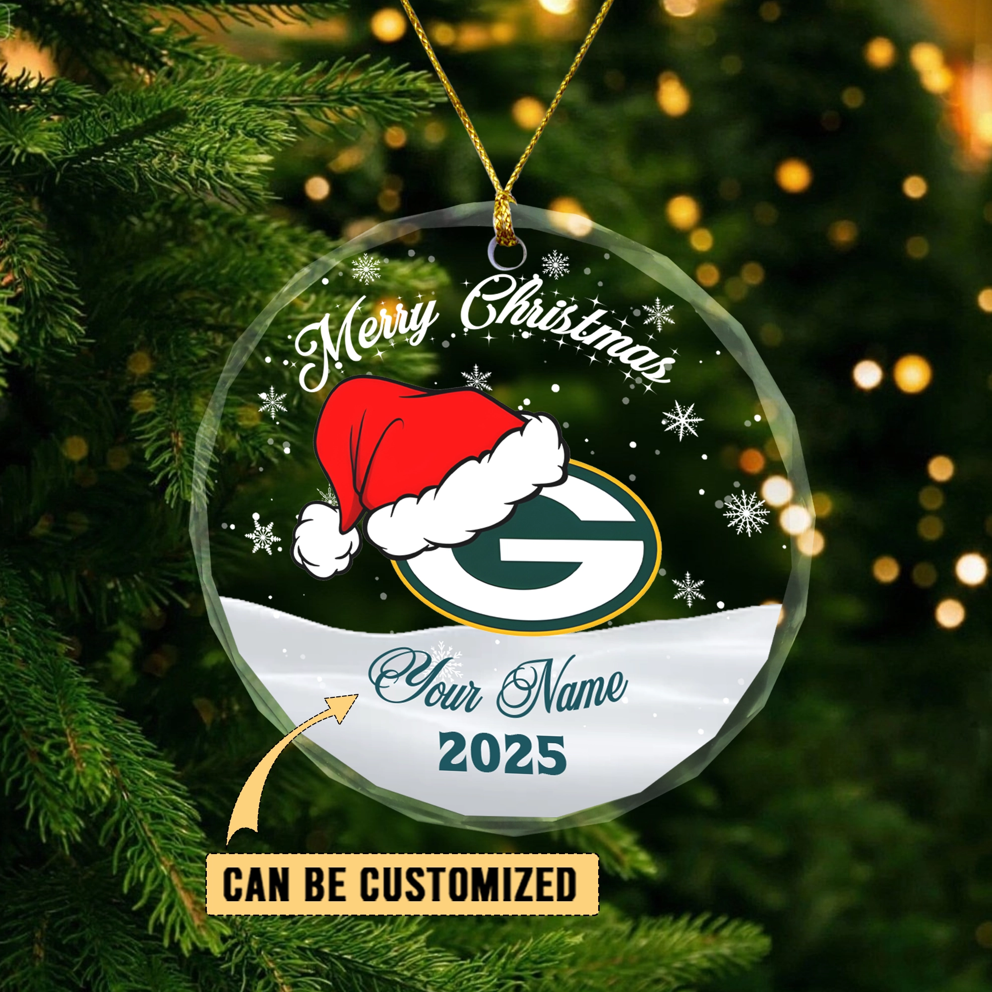 Sportswearmerch Green Bay Packers NFL x Christmas Glass Ornament Gift For Fan