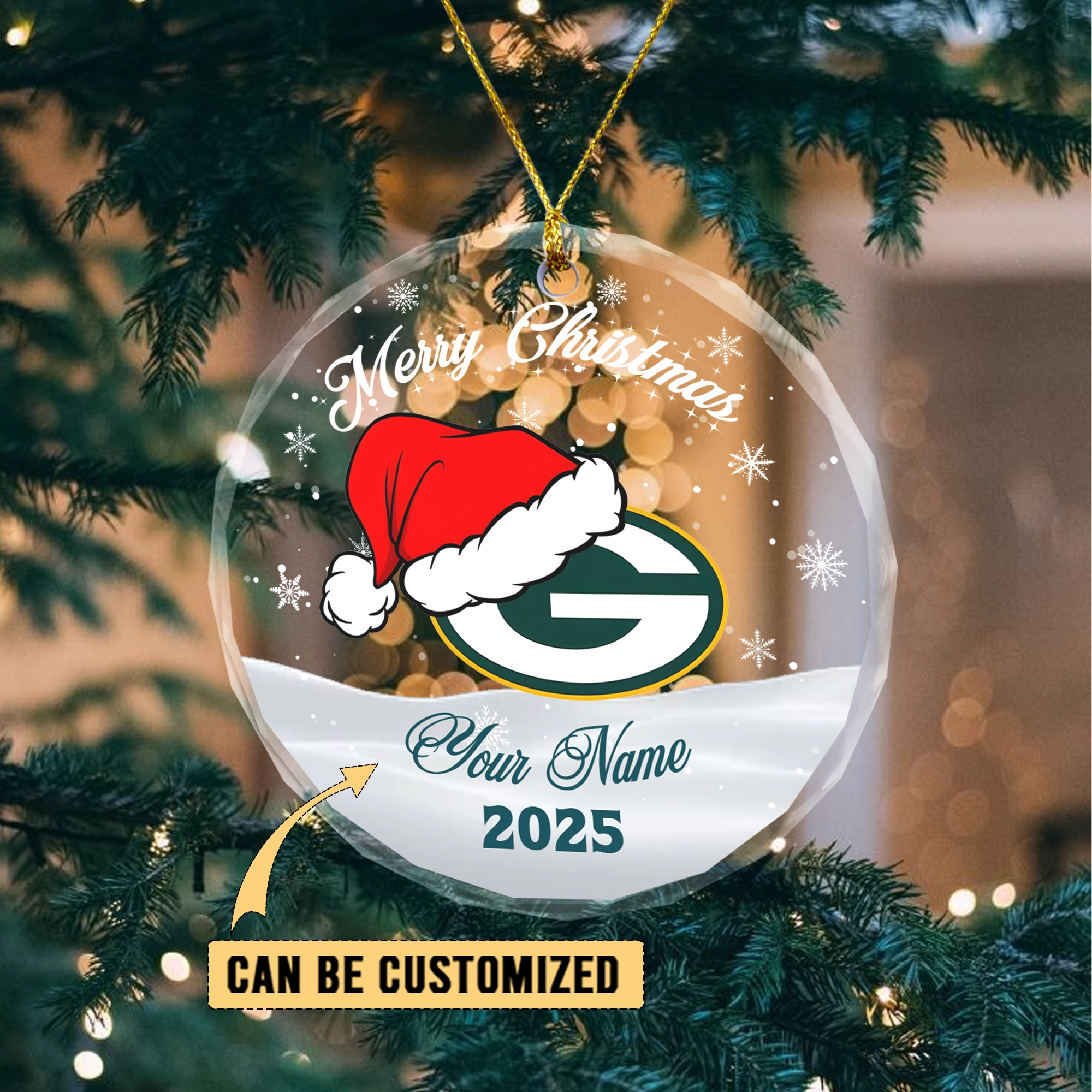 Sportswearmerch Green Bay Packers NFL x Christmas Glass Ornament Gift For Fan